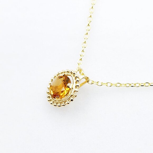 10K Yellow Gold Genuine Citrine 6x6mm (0.75ct) Pendant - Picture 4 of 5
